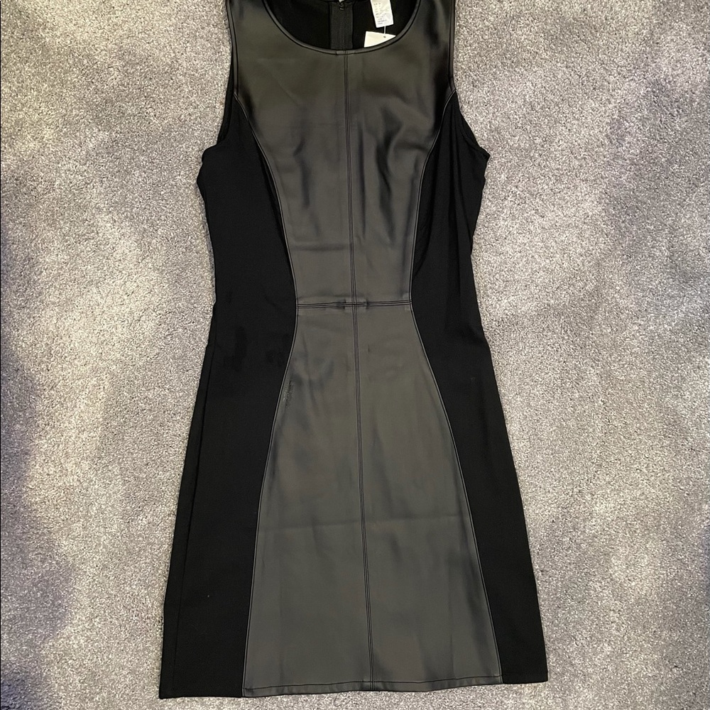 H&M black dress with faux leather center size 4
